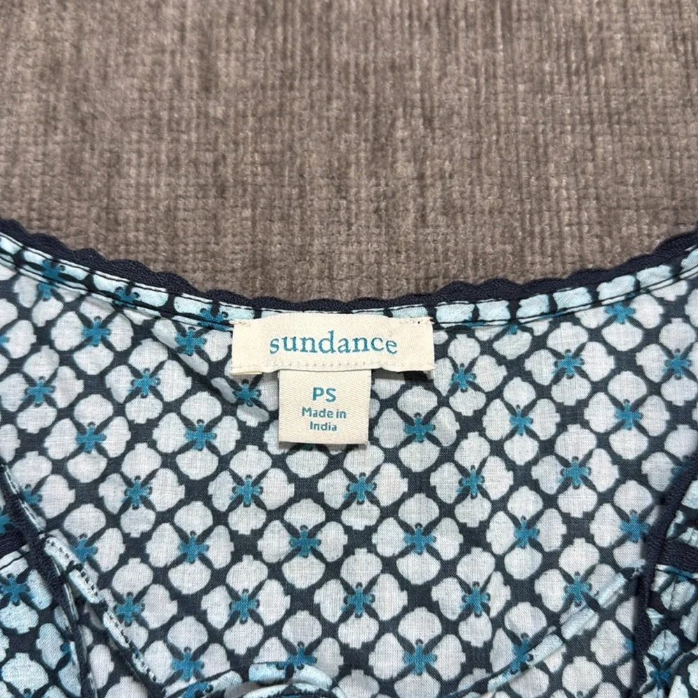 Sundance Womens Blue Cotton Boho Dress Pockets Tassel Neckline Size PS Spring‎